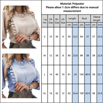 Ruffles trim splicing top t-shirt spring clothes office lady o-neck long sleeves slim fit plain streetwear
