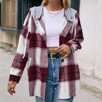 Plaid Hoodie Jacket Long Sleeve Casual Hooded Long Jacket Zip Up Oversized Sweatshirt Blouse Tops 5 Plaid Hoodie Jacket Long Sleeve Casual Hooded Long Jacket Zip Up Oversized Sweatshirt Blouse Tops