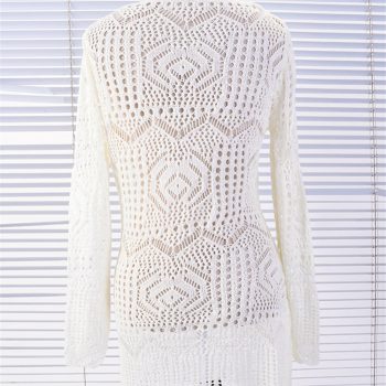 Summer Sexy Lace Crochet Beach Dress Women White See Through Swimwear Swimsuit Cover Up Mini Dresses