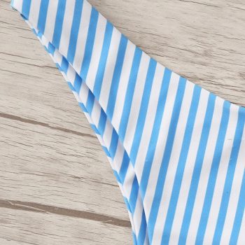 Swimsuit Scoop Neck Striped Swimwear Knot Bow Fringe Summer Beachwear Bathing Suit Push Up Biquini