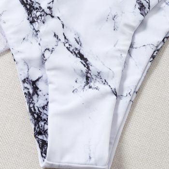 Sexy Marble Print Bikini Push Up Bra Underwire 3 Piece Swimsuit Brazilian Beach Bathing Suit Swimwear