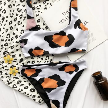 Cow Print Bikini Set Women Cut Out Push Up Swimsuit Brazilian Summer Bathing Suit High Waist Swimwear